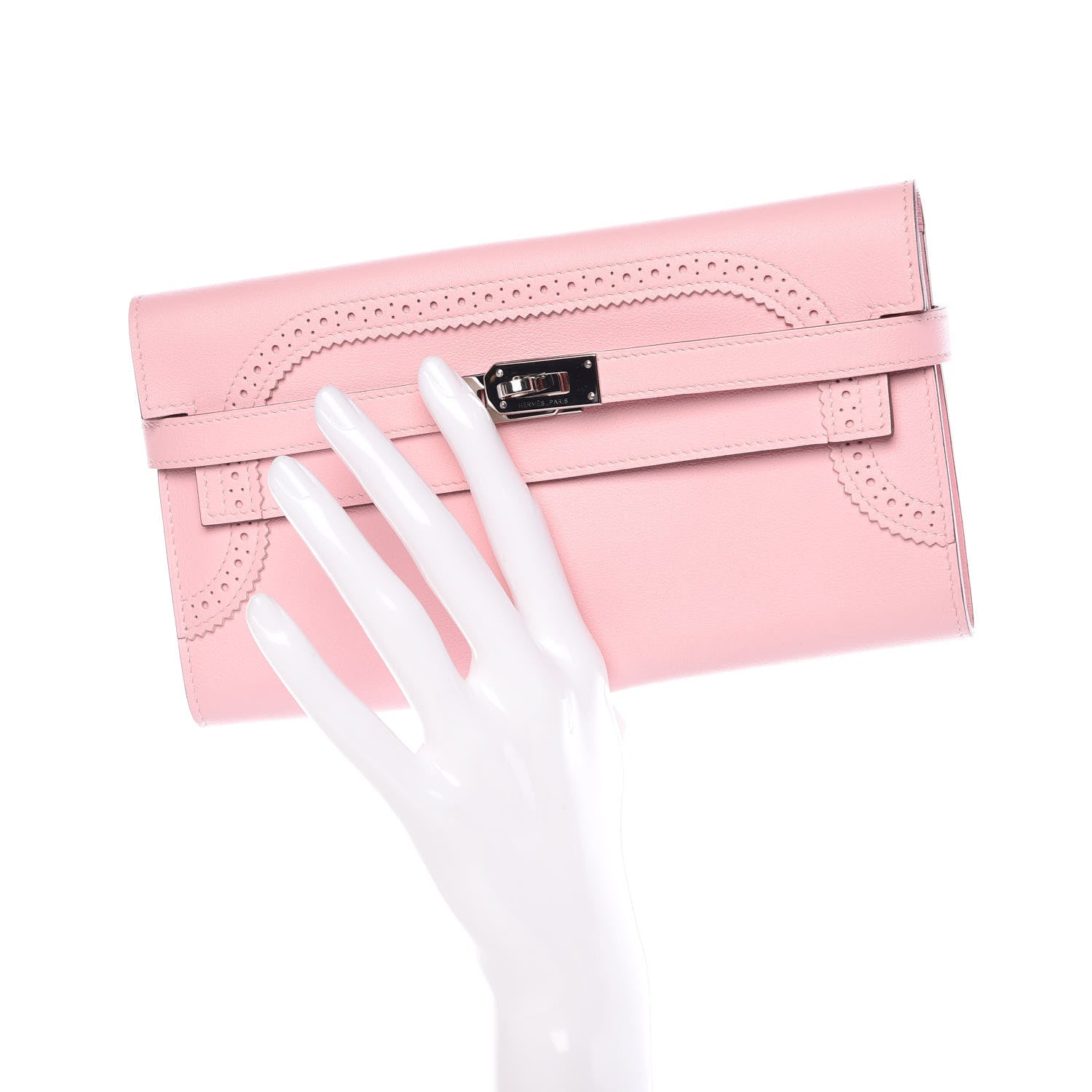 Hermes Swift Ghillies Kelly Longue Wallet Rose Sakura 2 of 8