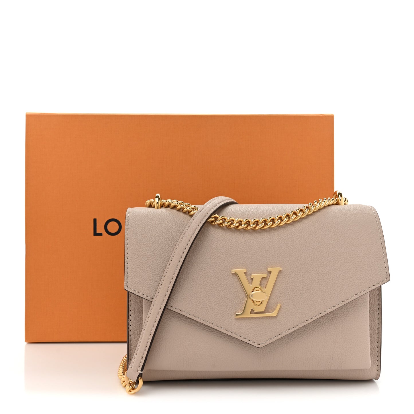 Soft Calfskin Mylockme Chain Bag BB Greige