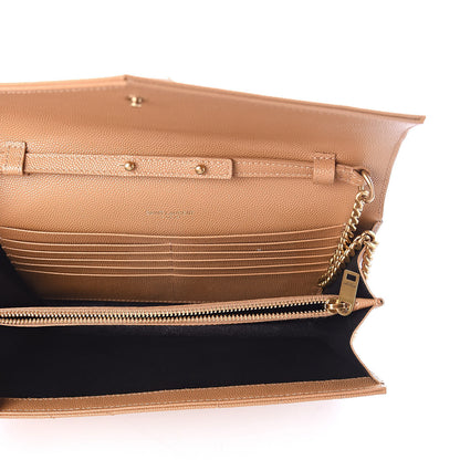 Saint Laurent Grain De Poudre Matelasse Monogram Chain Wallet Cork 4 of 7