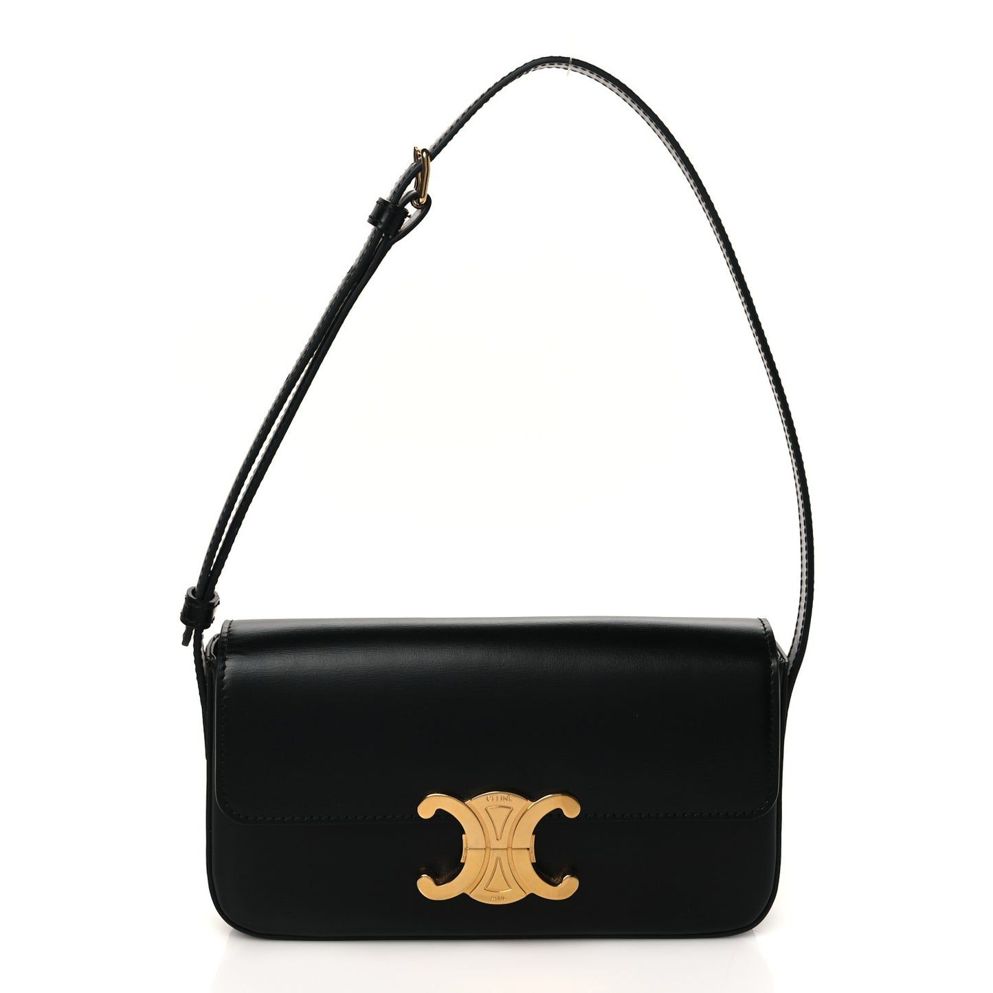 Shiny Calfskin Triomphe Shoulder Bag Black