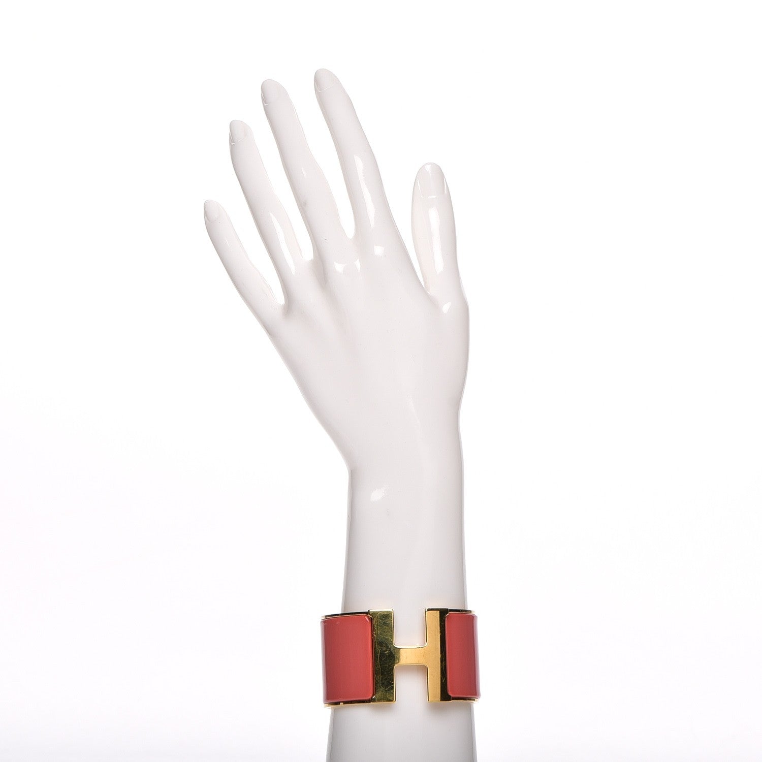 Hermes Enamel Extra Wide Clic Clac H Bracelet Rouge Corail 2 of 4