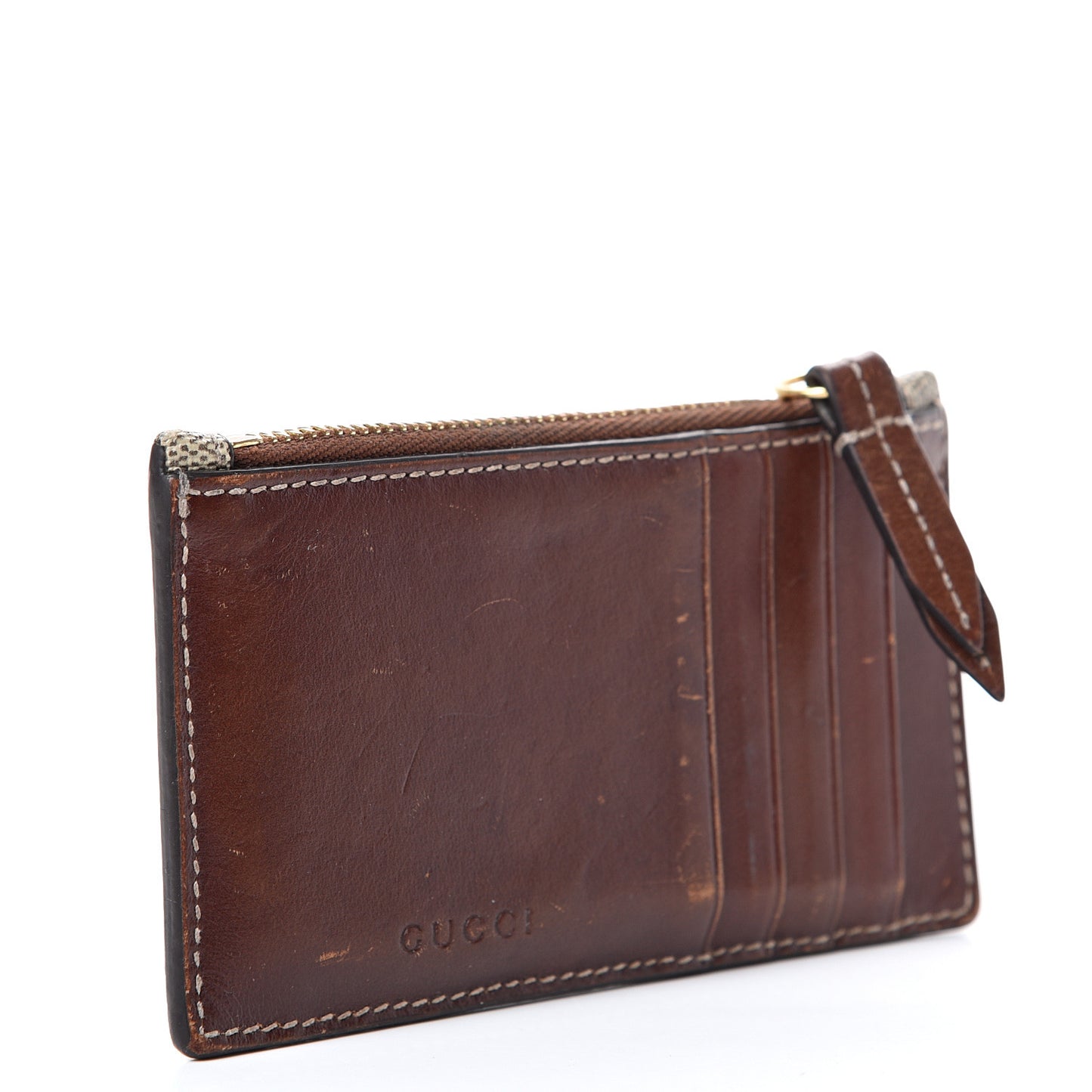 GG Supreme Monogram Coin Case Card Holder Brown