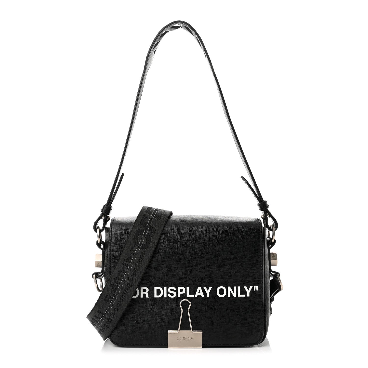 Off-White Saffiano For Display Only Binder Clip Shoulder Bag Black 1 of 11