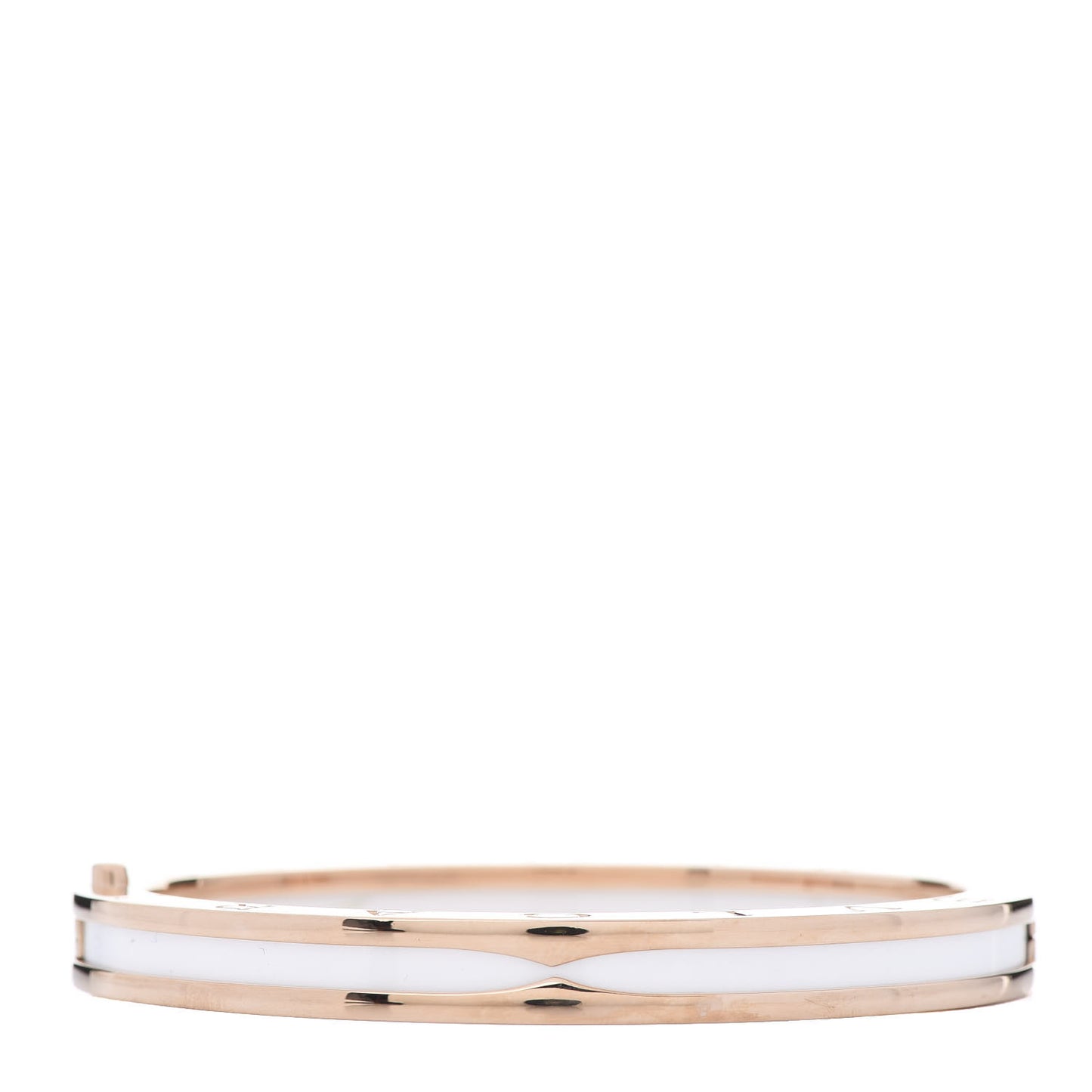 18K Rose Gold White Ceramic B.Zero1 Bangle Bracelet M