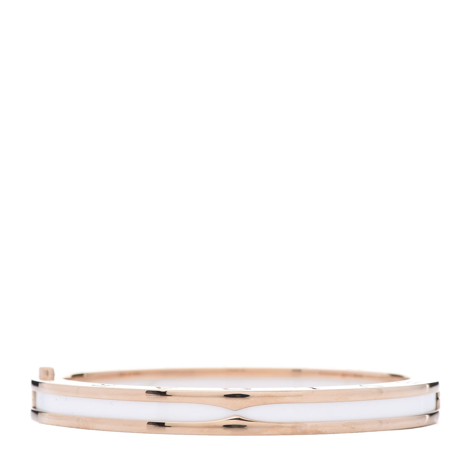 Bulgari 18K Rose Gold White Ceramic B.Zero1 Bangle Bracelet M 3 of 5