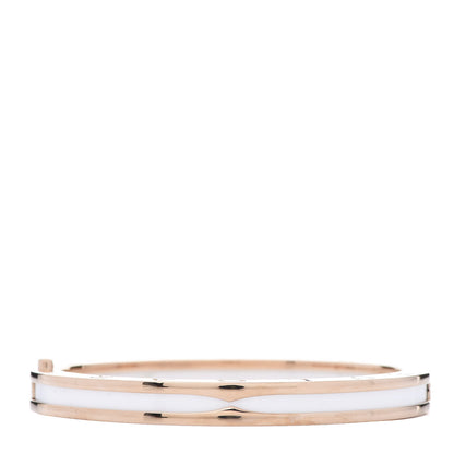 Bulgari 18K Rose Gold White Ceramic B.Zero1 Bangle Bracelet M 3 of 5