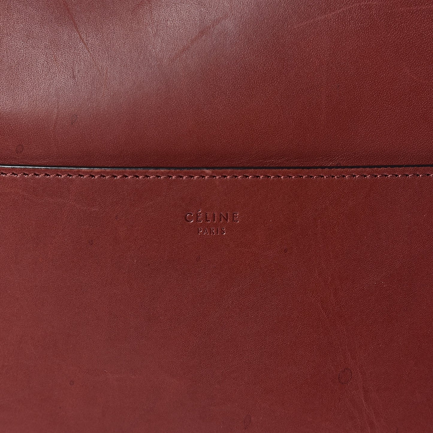 Natural Calfskin Sangle Bucket Bag Red Wood