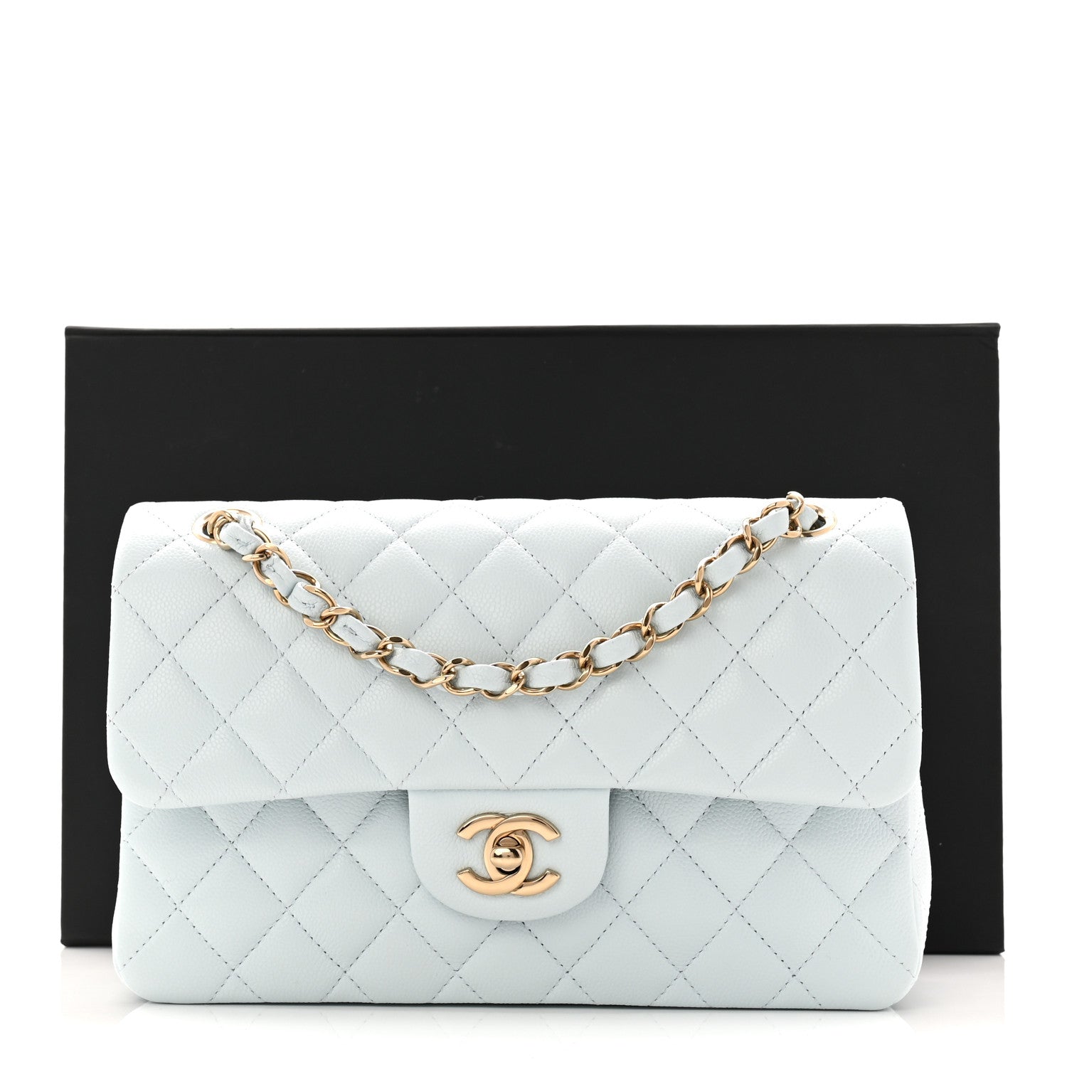Chanel Caviar Quilted Small Double Flap Light Blue 11 of 11