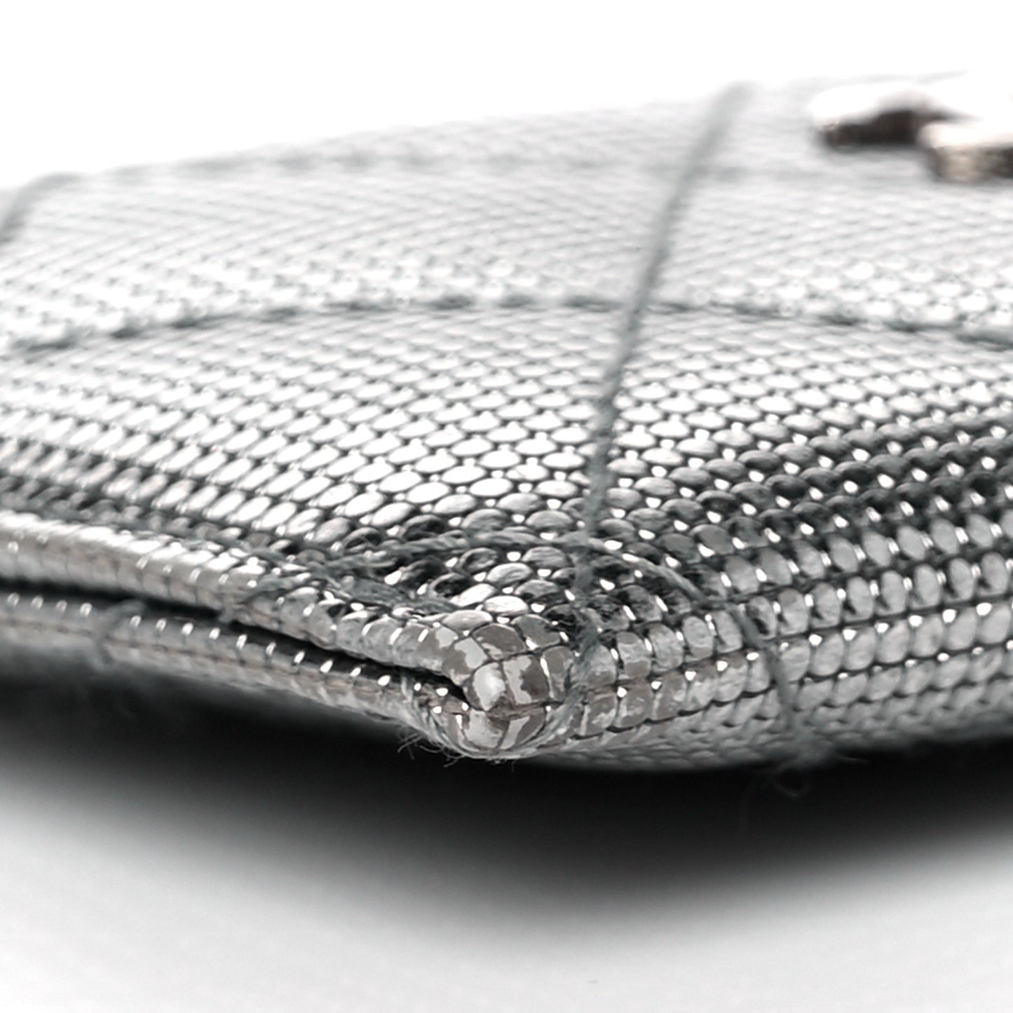 Metallic Calfskin Pixel Effect Card Holder Dark Silver