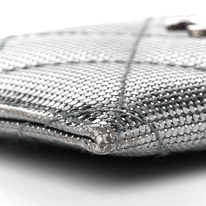 Chanel Metallic Calfskin Pixel Effect Card Holder Dark Silver 9 of 11