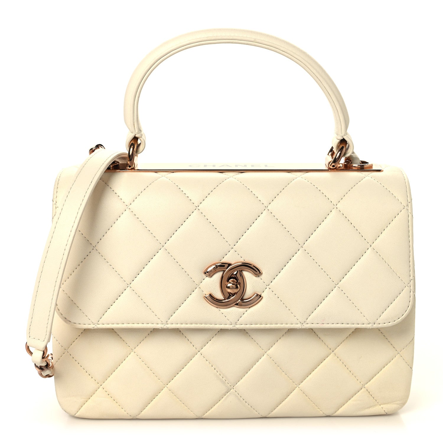 Chanel Lambskin Quilted Small Trendy CC Dual Handle Flap Bag White 1 of 12