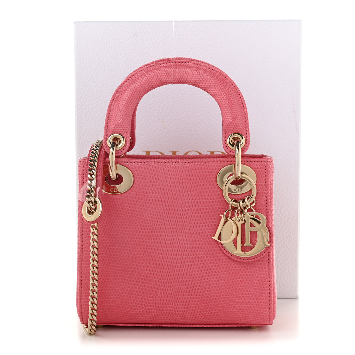 Lizard Mini Lady Dior Pink