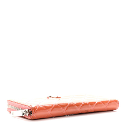 Chanel Patent Quilted Brilliant Zip Around Wallet Coral 4 of 13