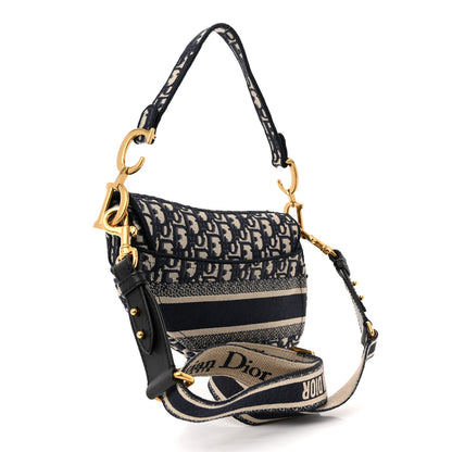 Christian Dior Oblique Embroidered Saddle Bag Blue 3 of 12