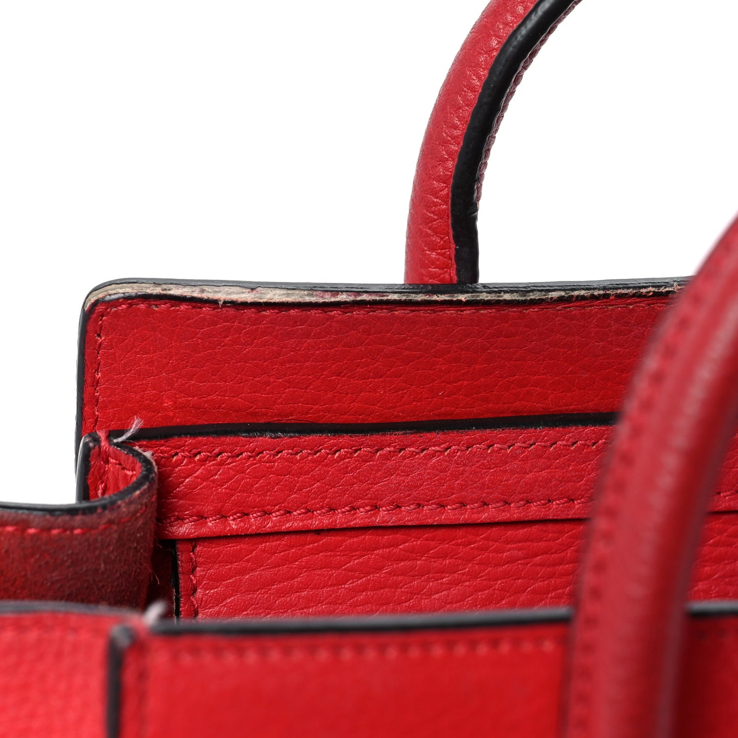 Drummed Calfskin Nano Luggage Red