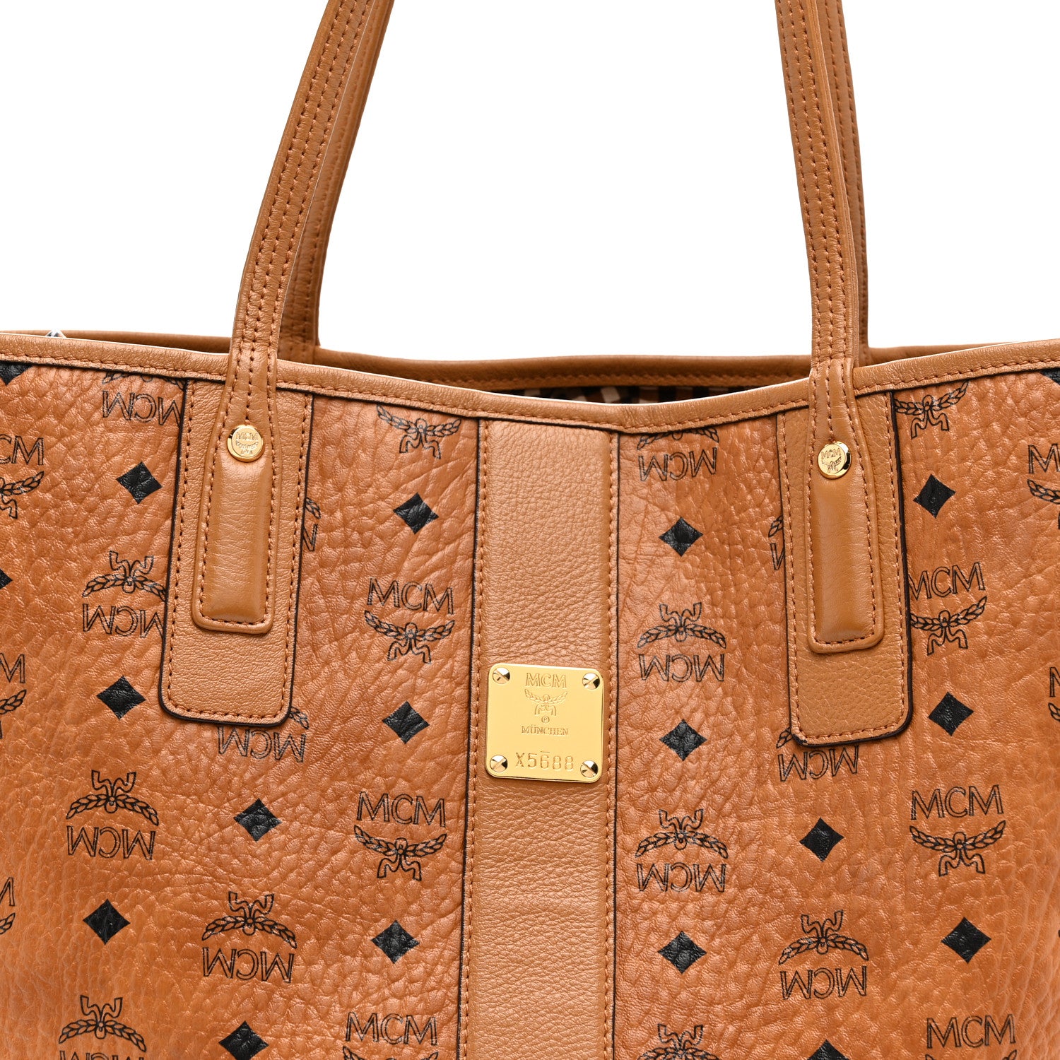 MCM Visetos Medium Liz Reversible Shopper Tote Cognac 13 of 18