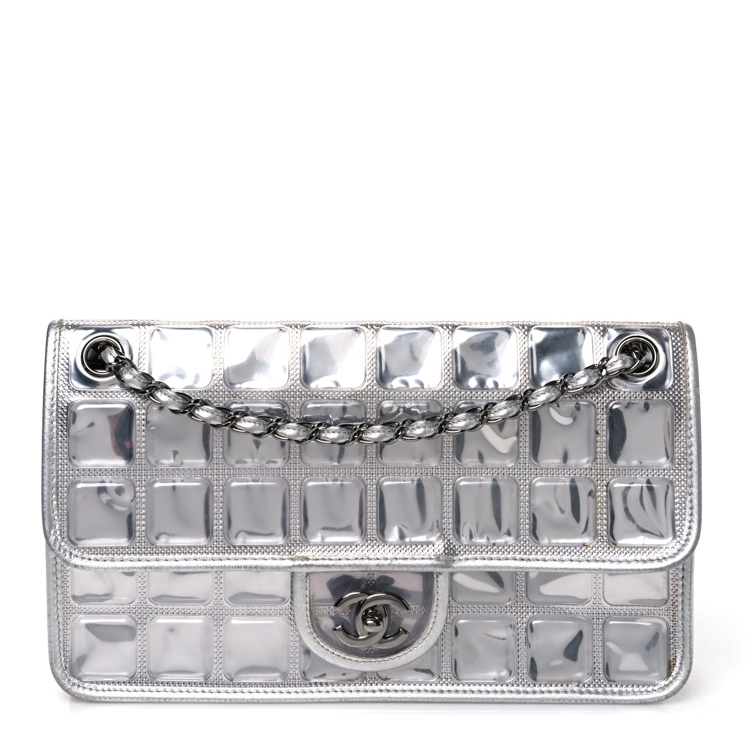 Chanel Vinyl Large Ice Cube Flap Silver 1 of 12