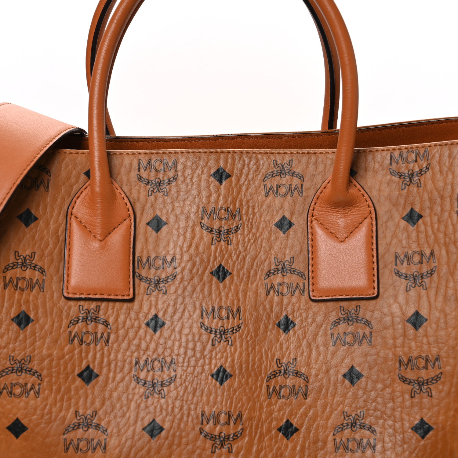 MCM Visetos X-Large Munchen Tote Cognac 8 of 13