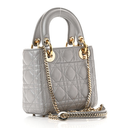 Christian Dior Metallic Lambskin Cannage Mini Lady Dior Grey 3 of 17