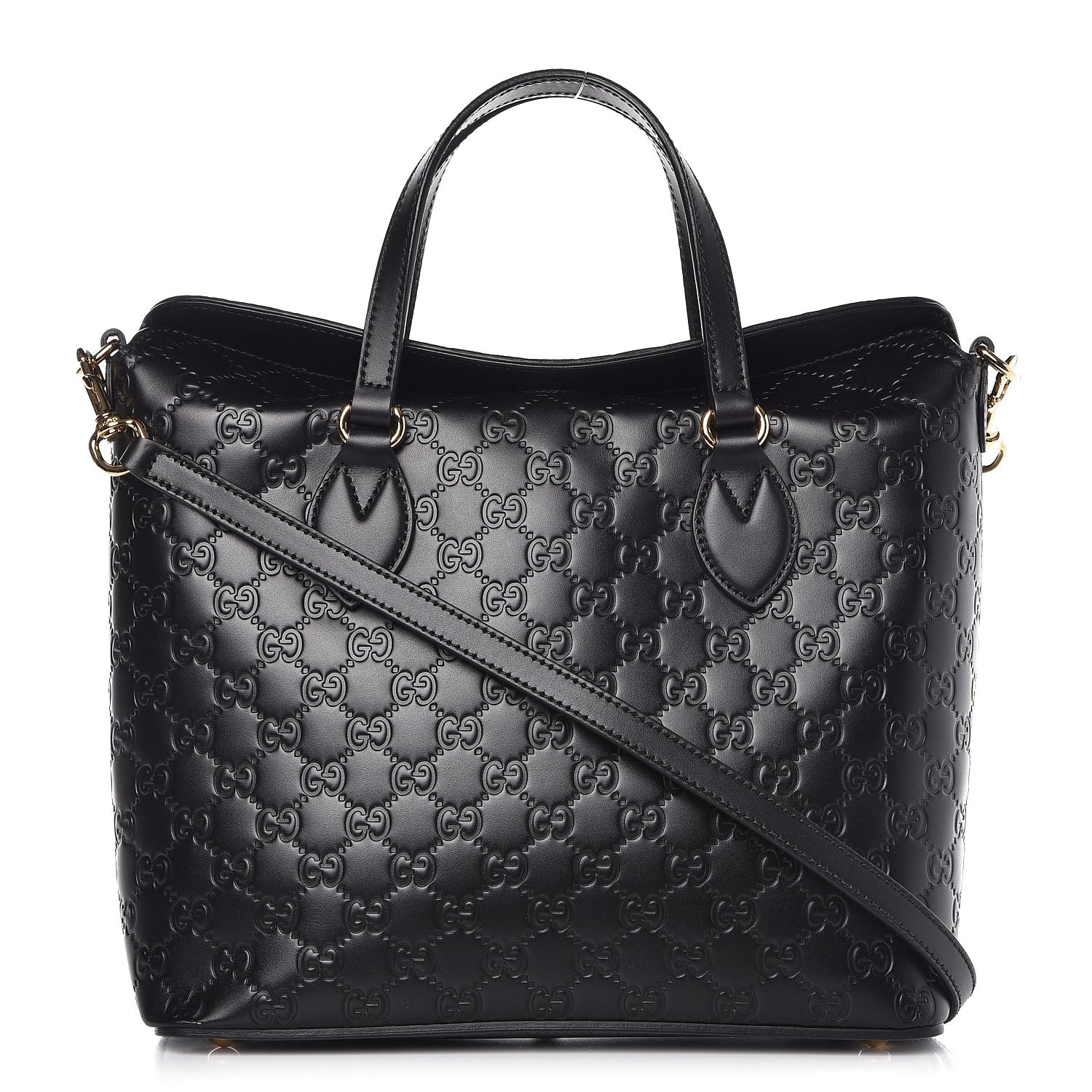 Gucci Guccissima Linea A Foldover Tote Black 1 of 8