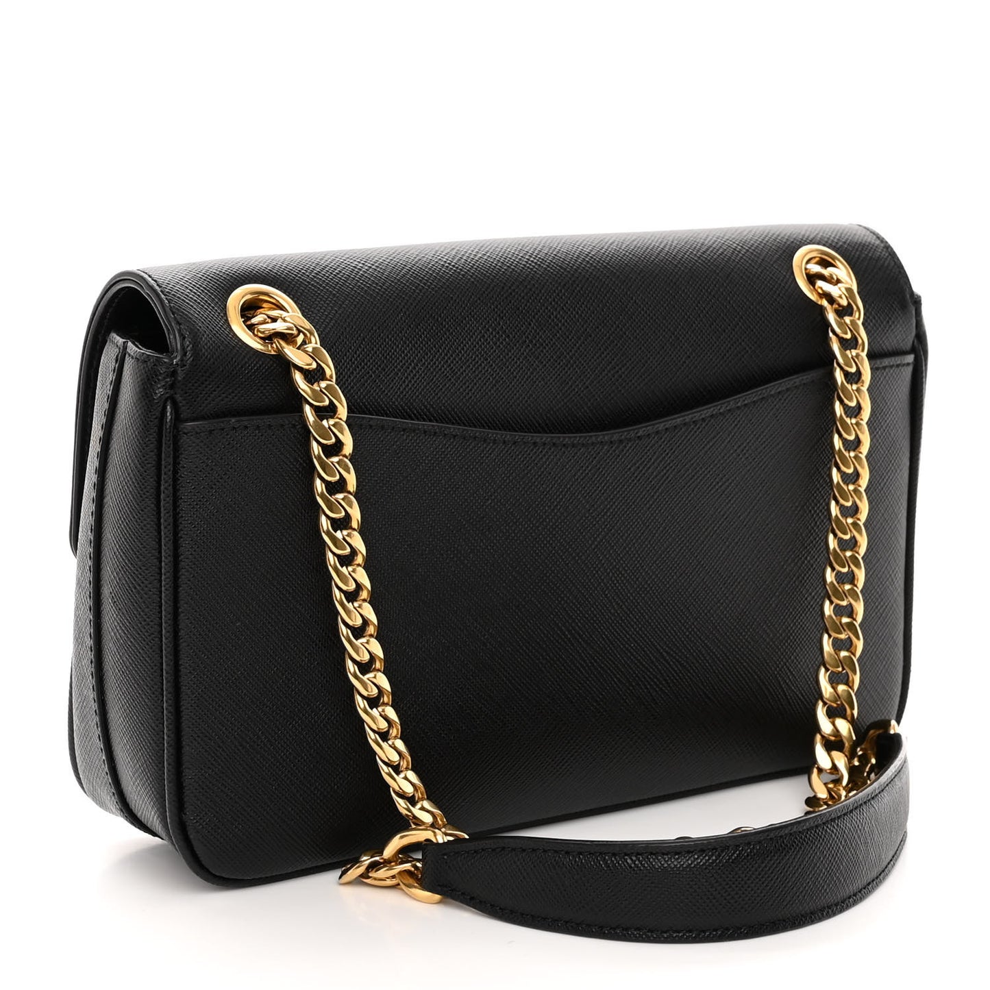 Saffiano Flap Shoulder Bag Black