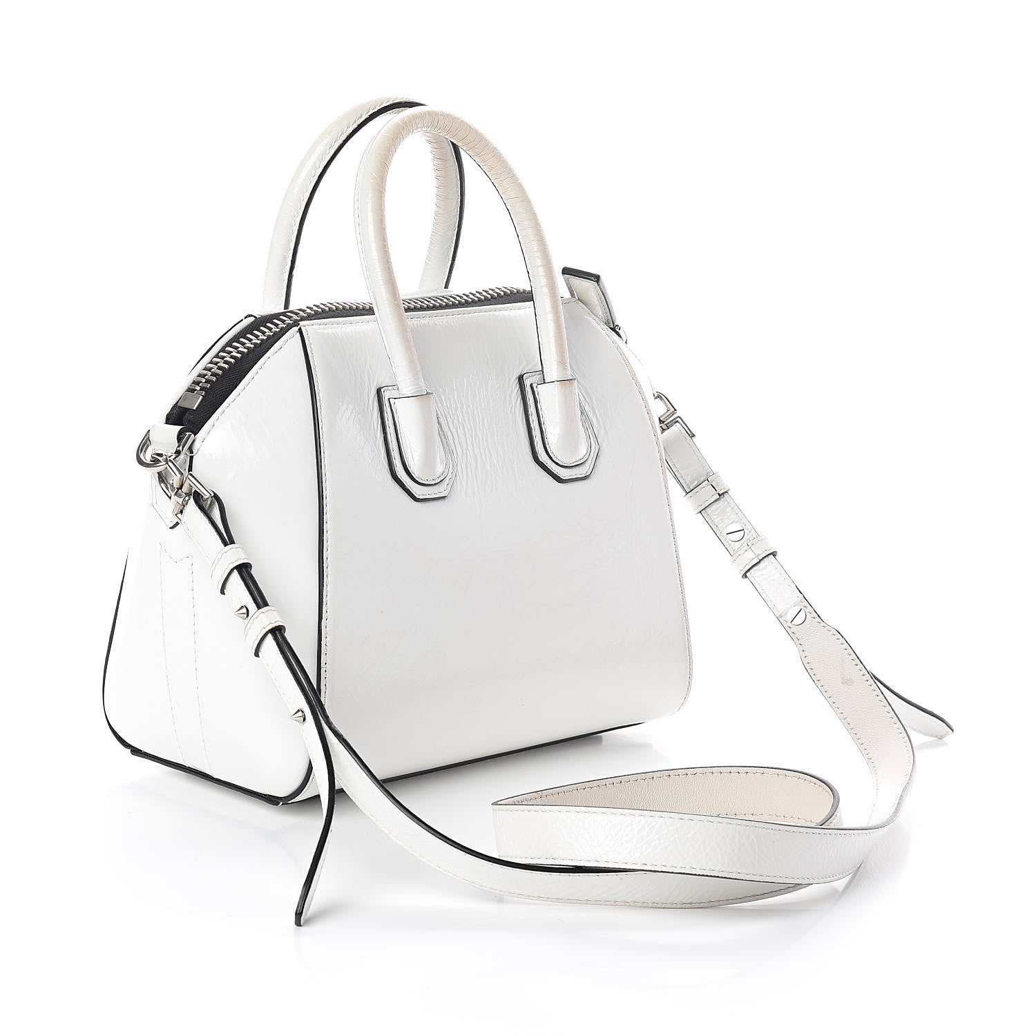 Givenchy Crinkled Patent Calfskin Mini Antigona White 3 of 11