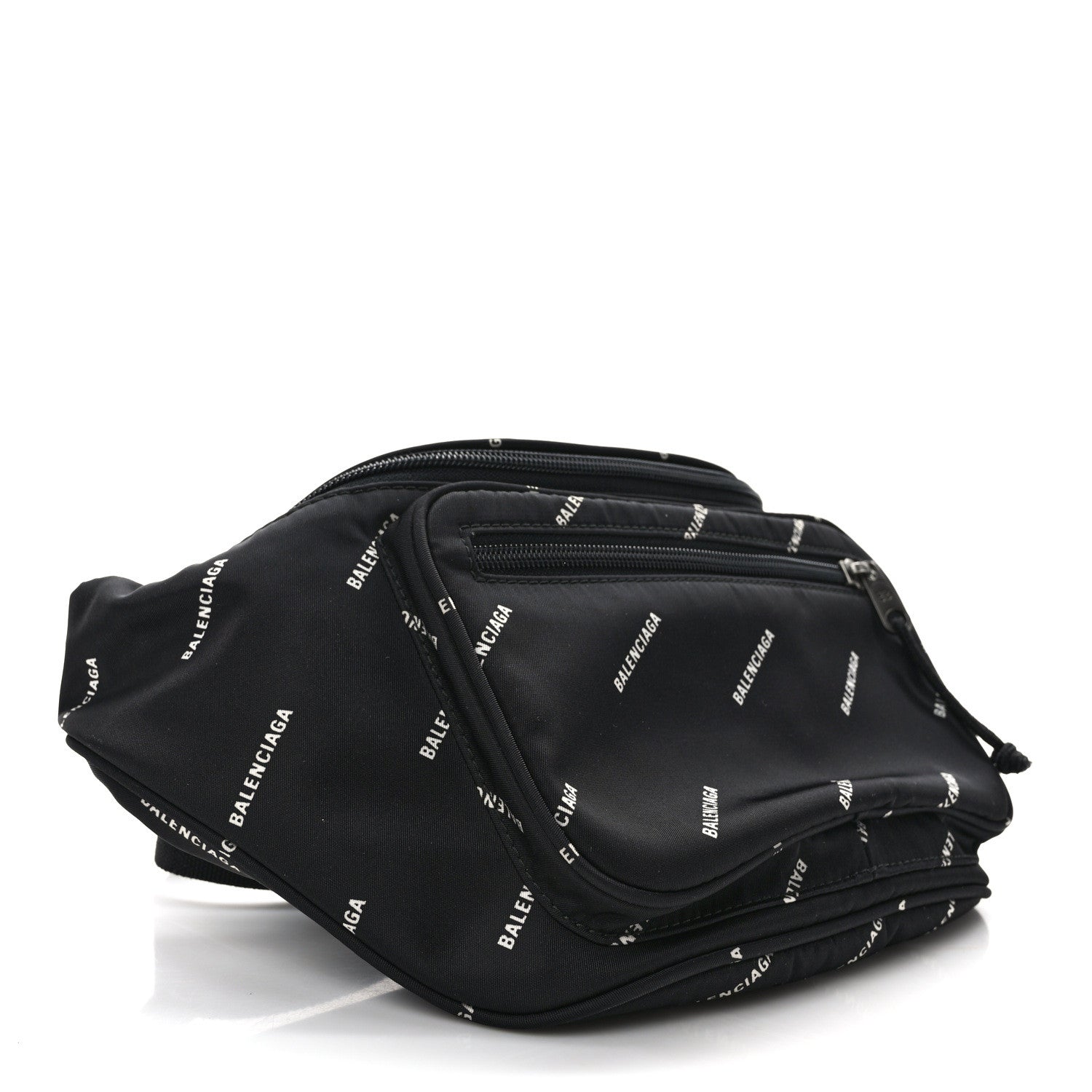 Balenciaga Twill Nylon Allover Logo Explorer Beltpack Black White 4 of 8