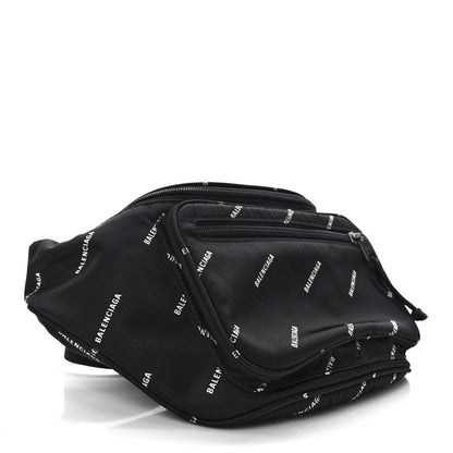 Balenciaga Twill Nylon Allover Logo Explorer Beltpack Black White 4 of 8