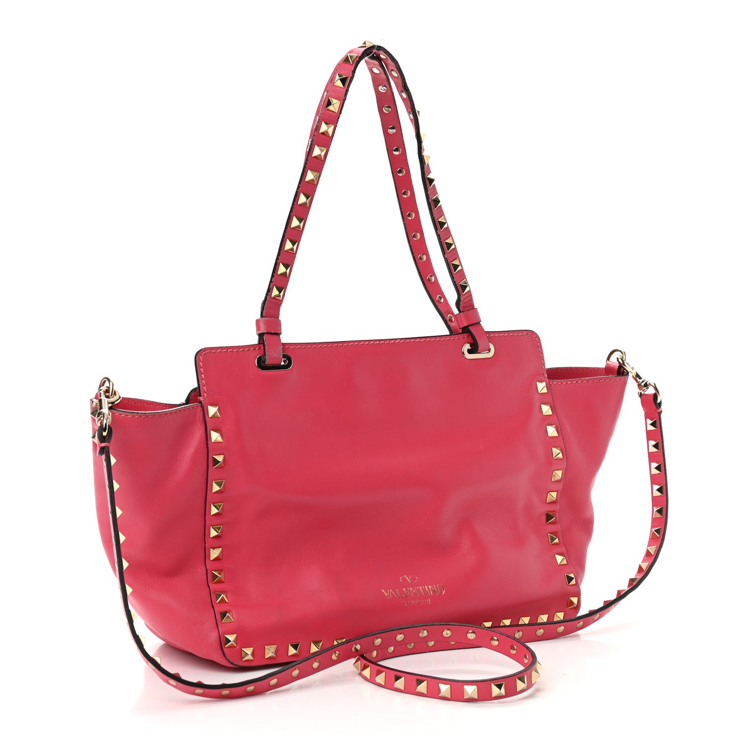 Vitello Small Rockstud Tote Deep Rose