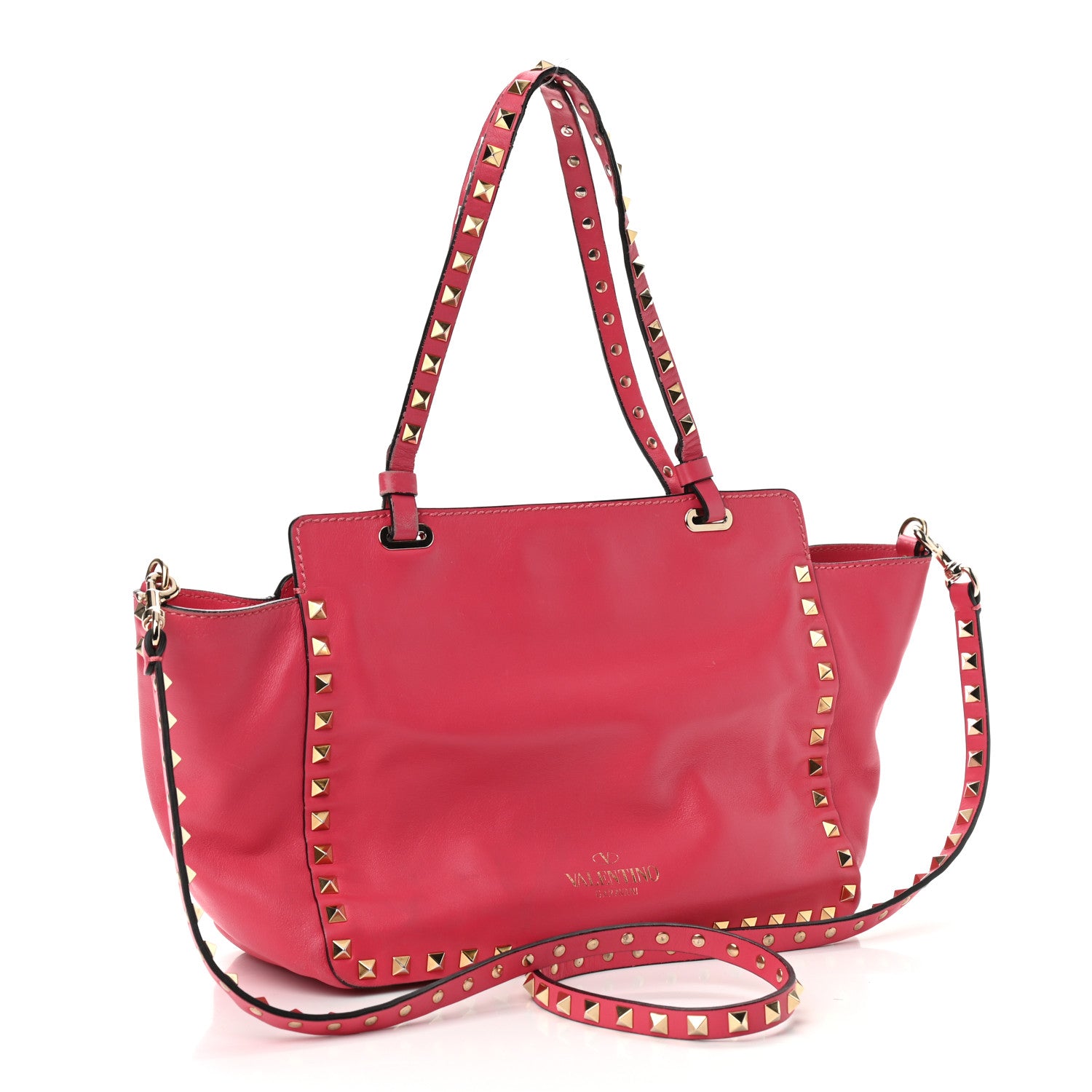 Valentino Garavani Vitello Small Rockstud Tote Deep Rose 2 of 17