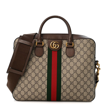 Gucci GG Supreme Monogram Textured Calfskin Web Medium Ophidia Briefcase Beige Ebony New Acero 1 of 11