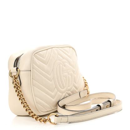 Gucci Calfskin Matelasse Small GG Marmont Chain Shoulder Bag White 2 of 15