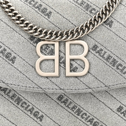 Balenciaga Glitter Logo Matelasse BB Wallet On Chain Silver 7 of 9