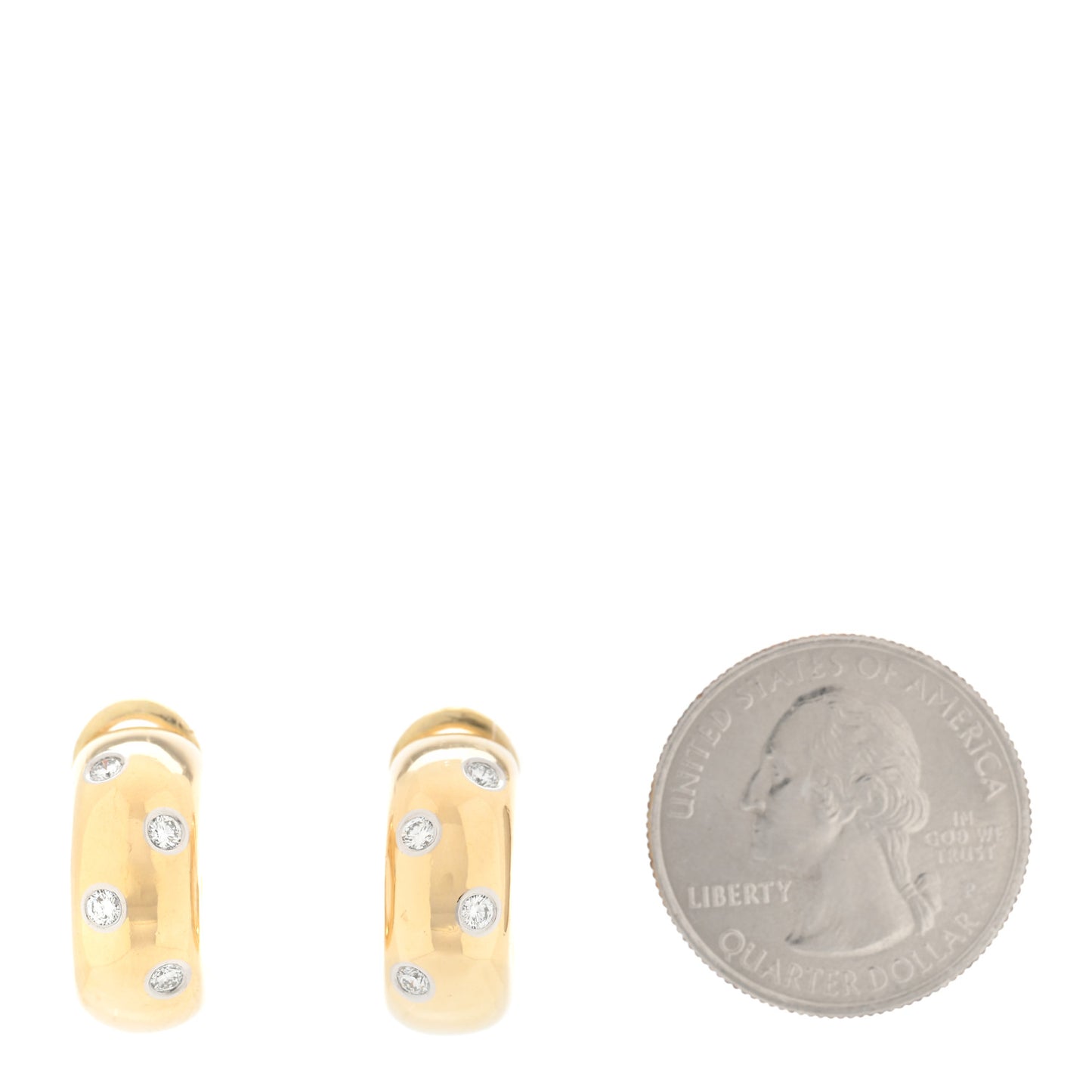 18K Yellow Gold Platinum Diamond Etoile Hoop Earrings