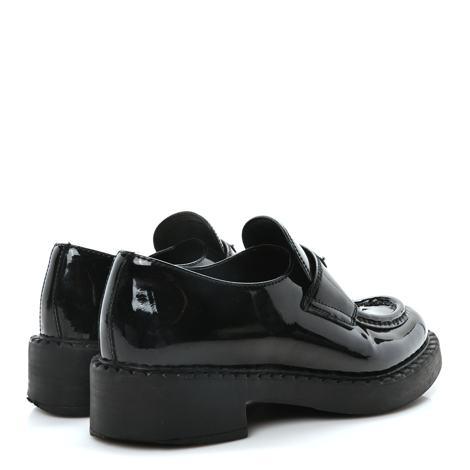 Prada Spazzolato Metal Triangle Logo 50mm Loafers 36 Black 5 of 9