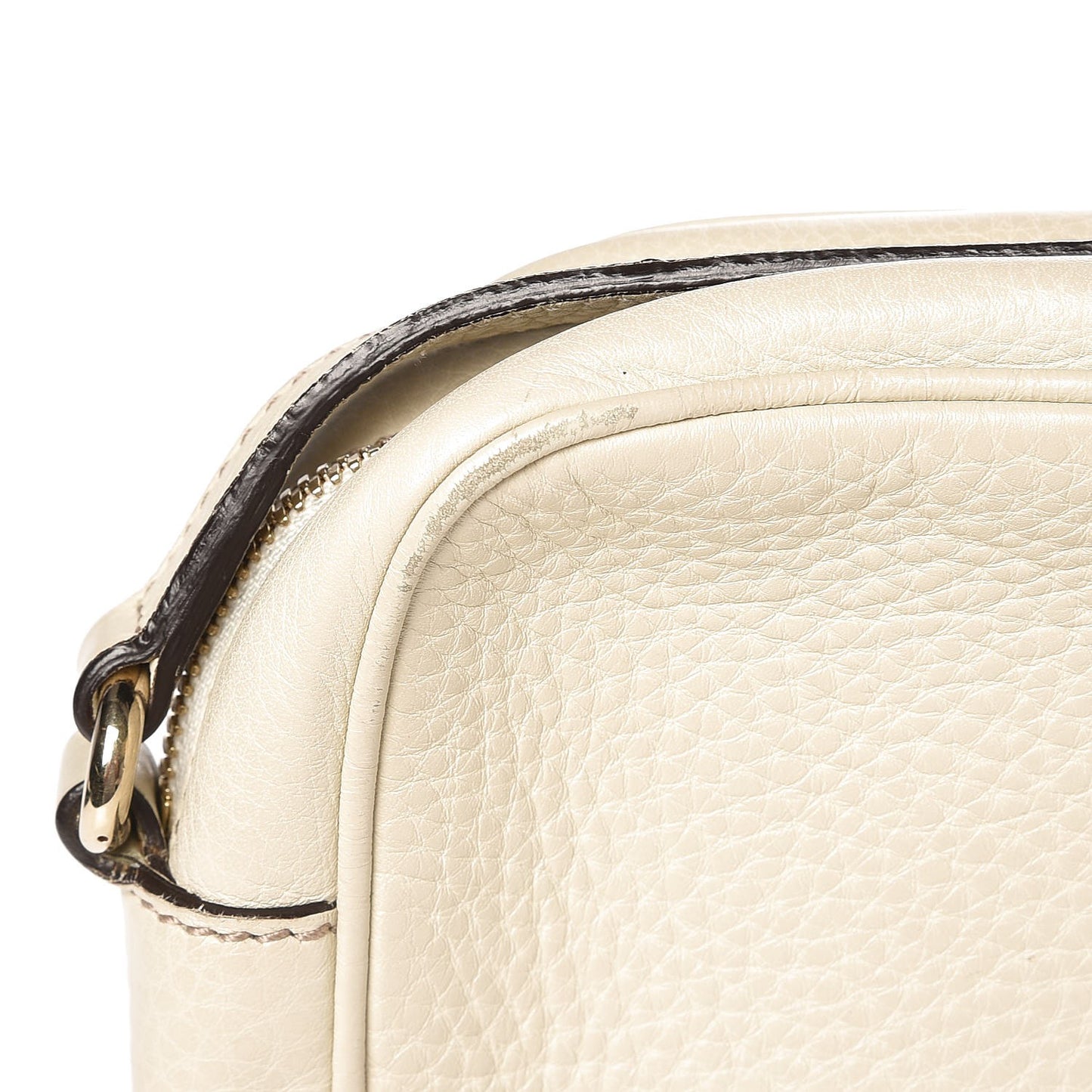 Pebbled Calfskin Small Soho Disco Bag Off White