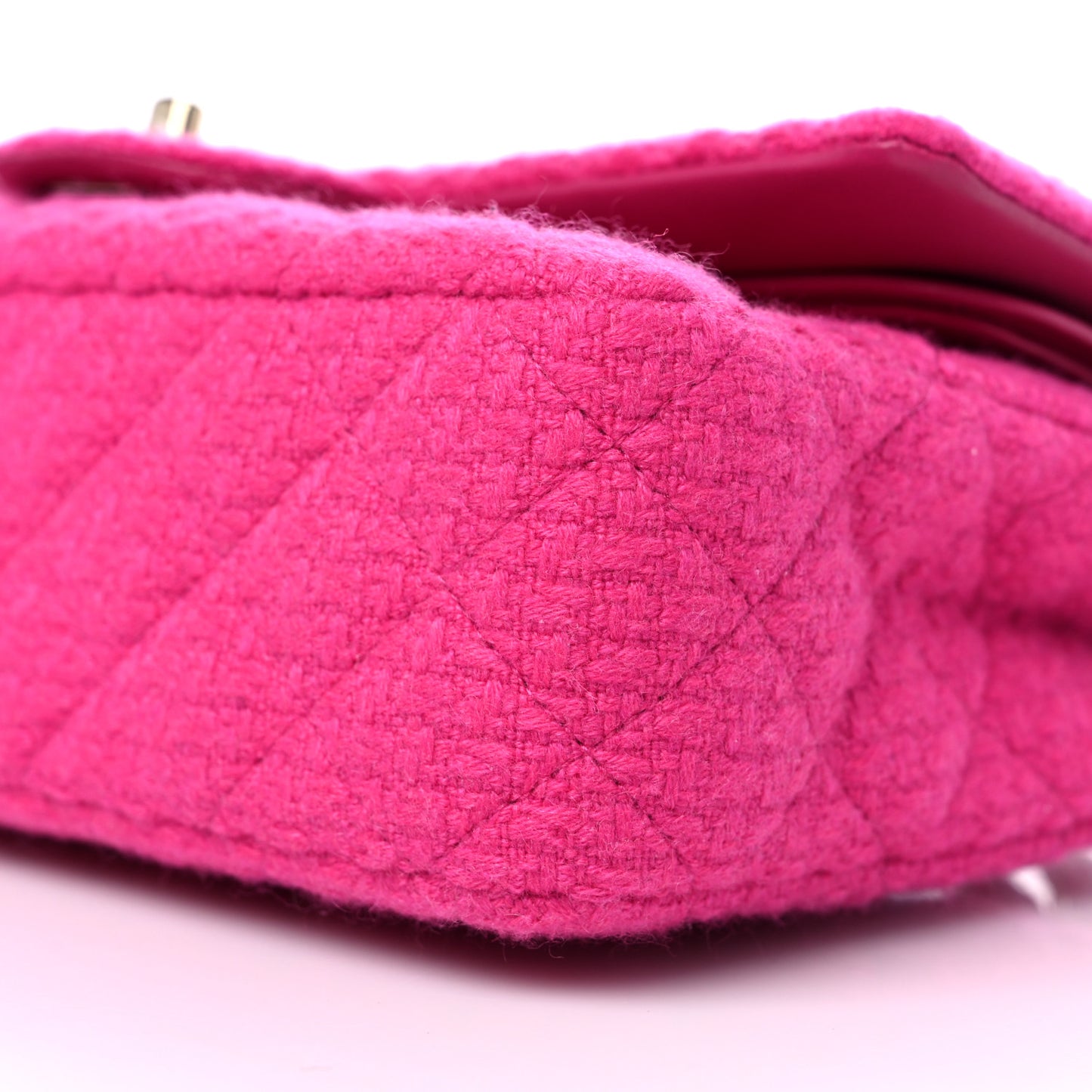 Tweed Quilted Medium Double Flap Fuchsia