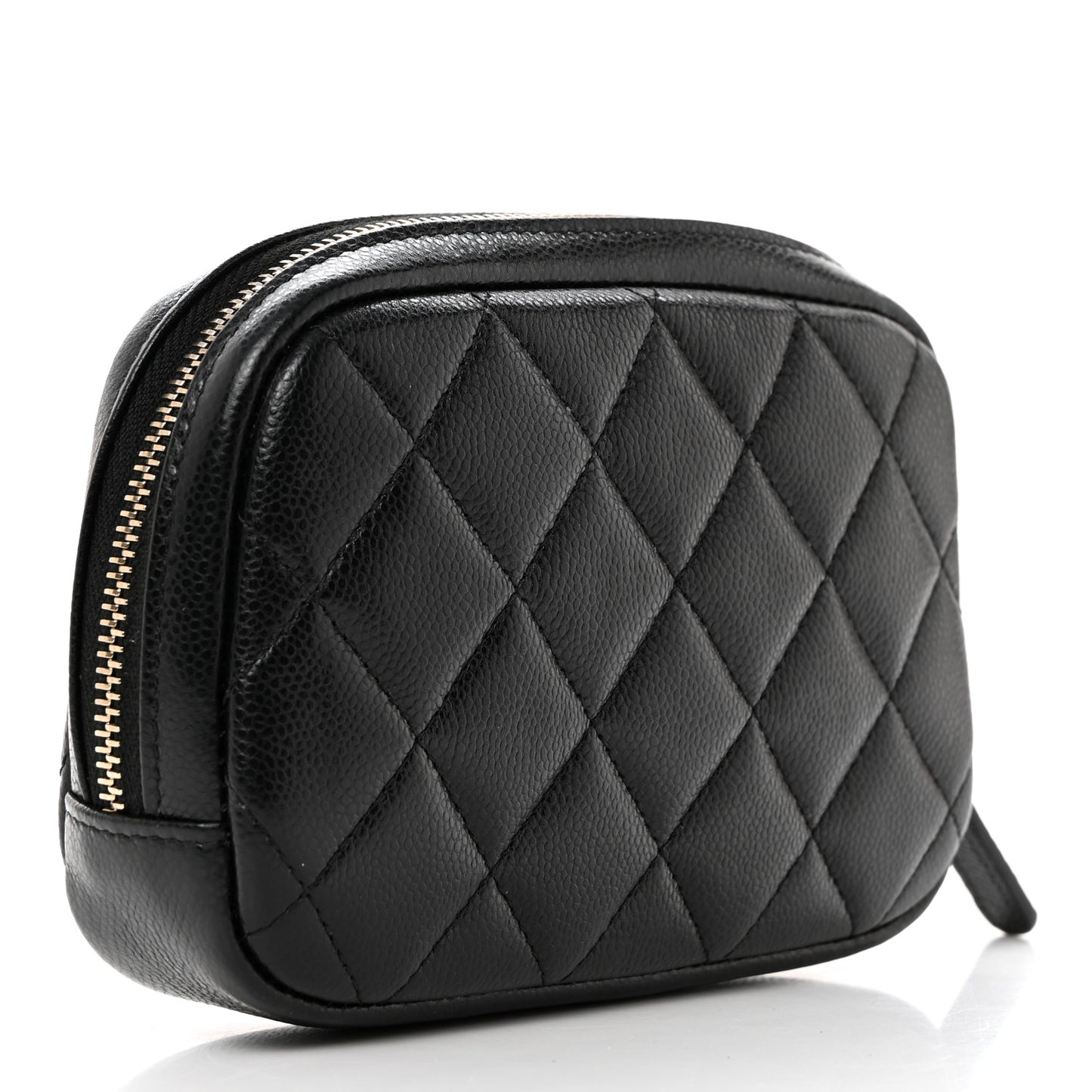 Caviar Quilted Small Curvy Pouch Cosmetic Case Black
