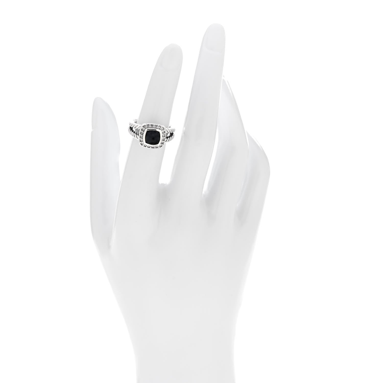 David Yurman Sterling Silver Diamond Black Orchid 7mm Petite Albion Ring 49 5 2 of 5