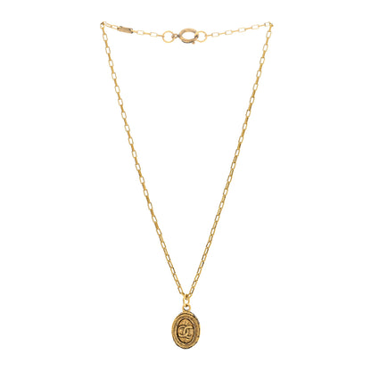 Chanel CC Oval Pendant Necklace Gold 3 of 4