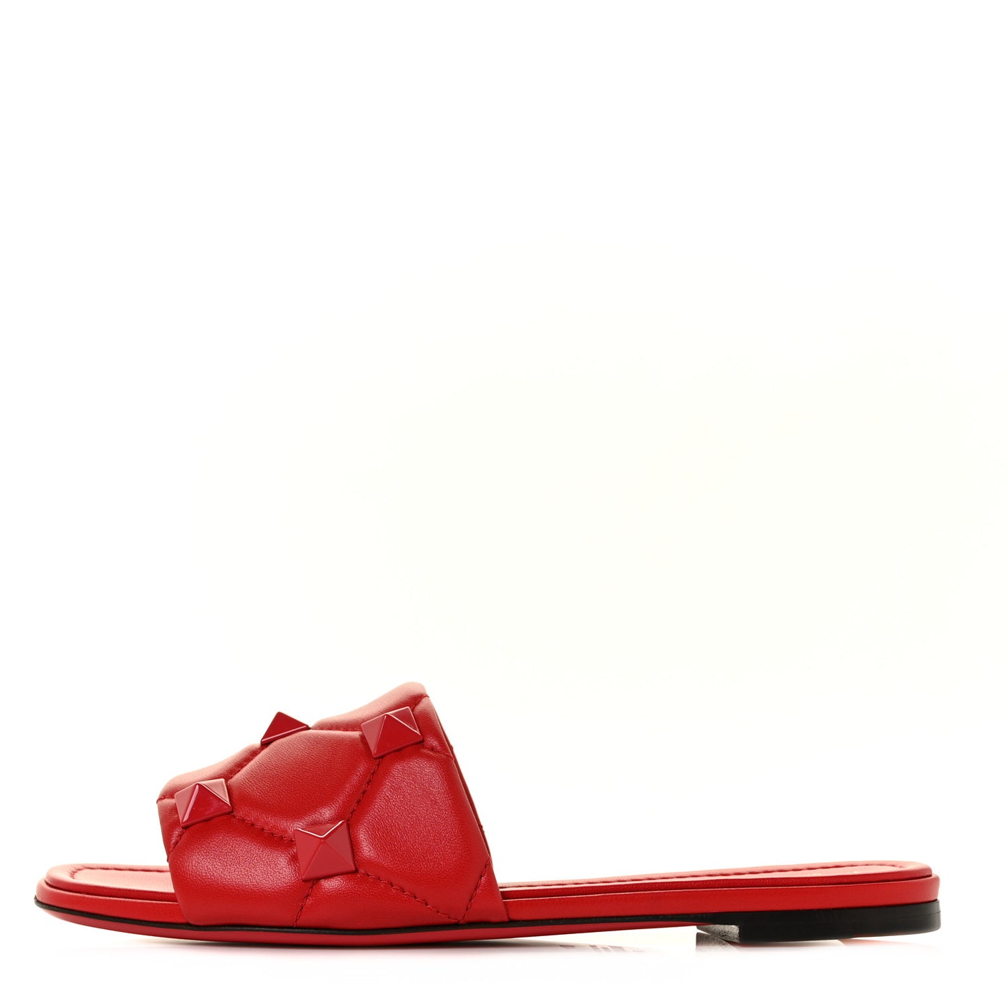 Nappa Monochrome Roman Stud Flat Slide Sandals 40 Rouge Pur