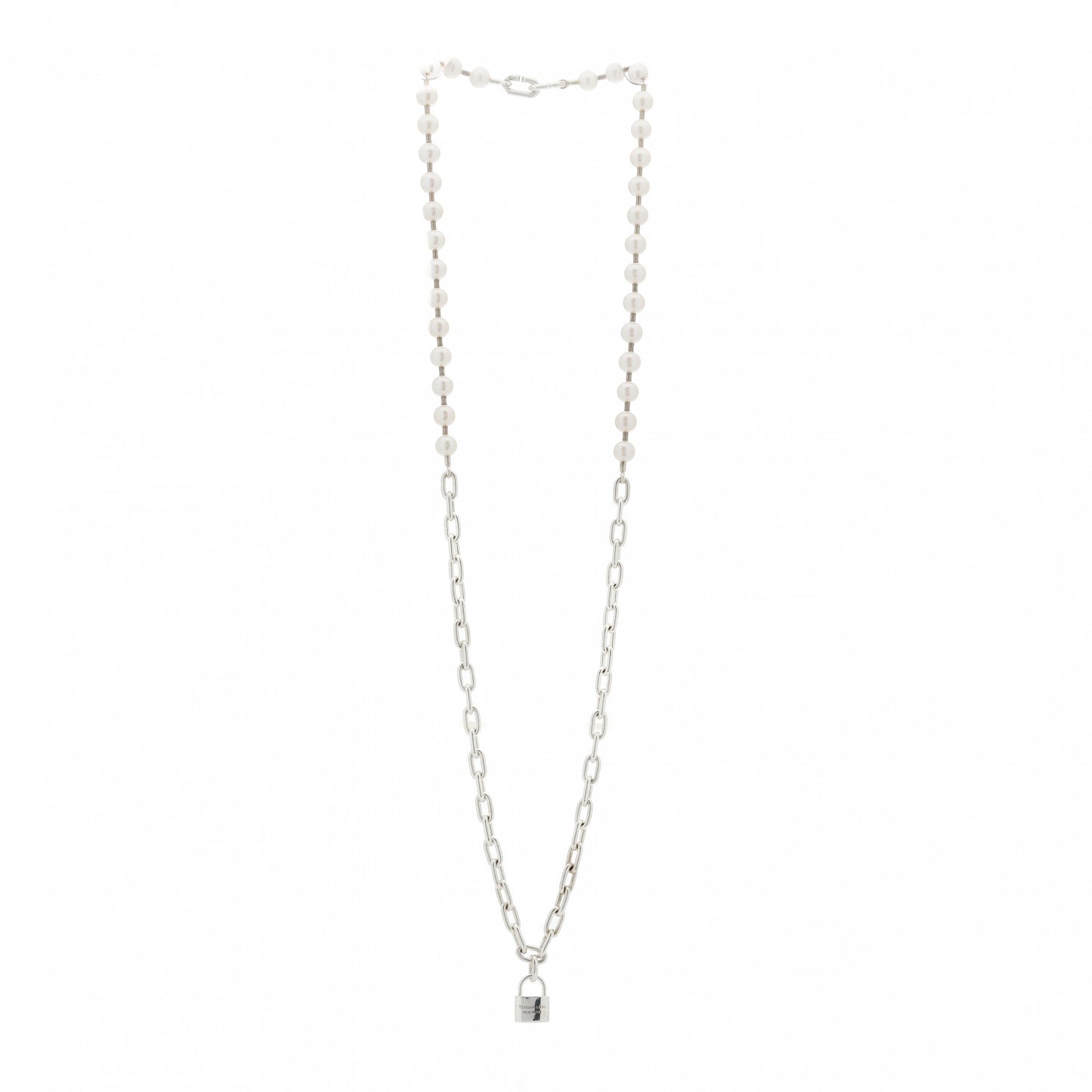 Sterling Silver Pearl HardWear Lock Necklace