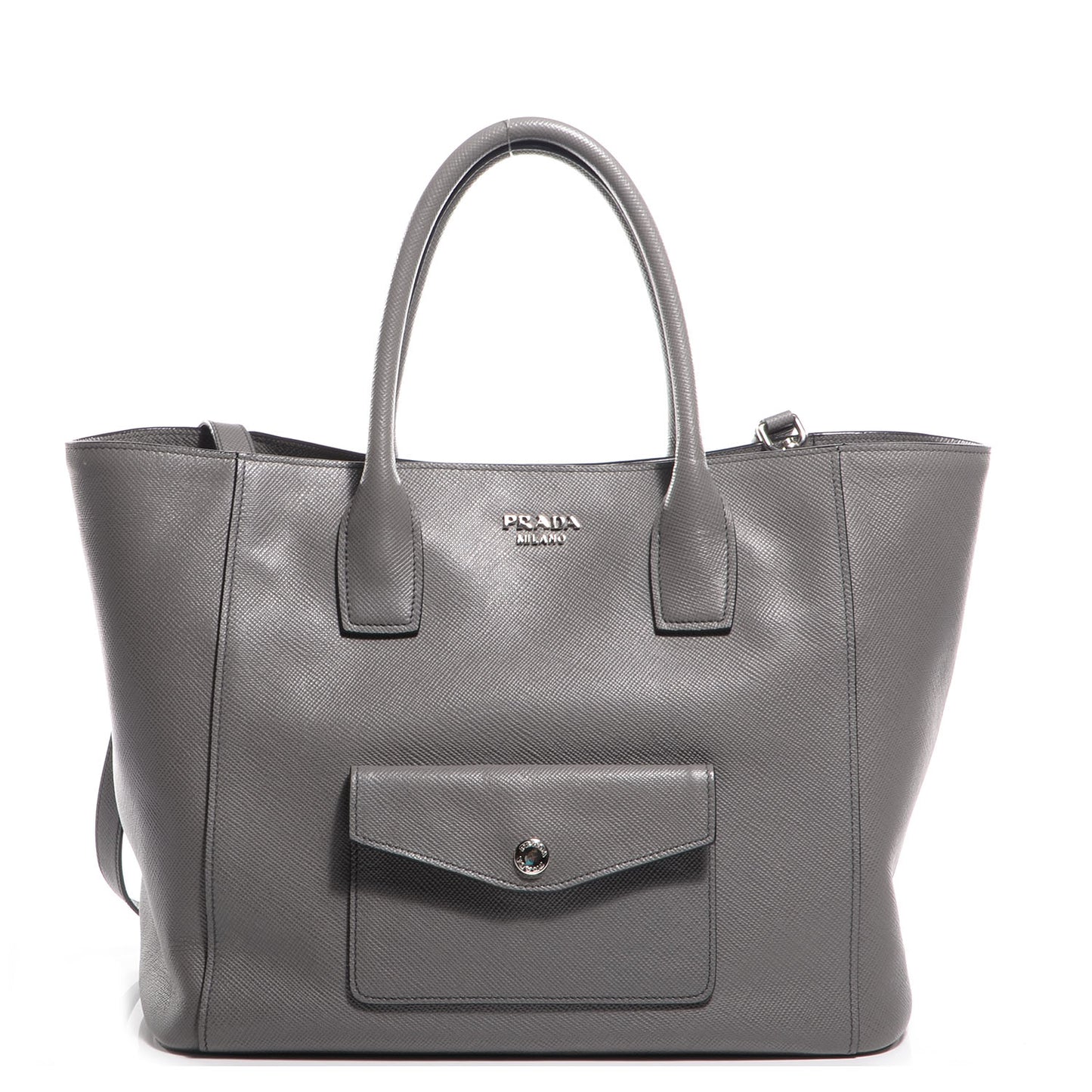 Saffiano Cuir Front Pocket Tote Marmo