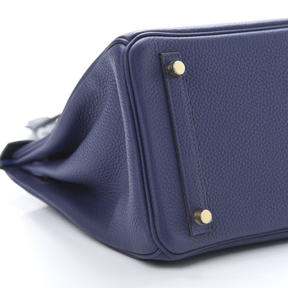 Hermes Taurillon Clemence Sombrero Birkin 30 Bleu Encre Bleu Obscur 8 of 10