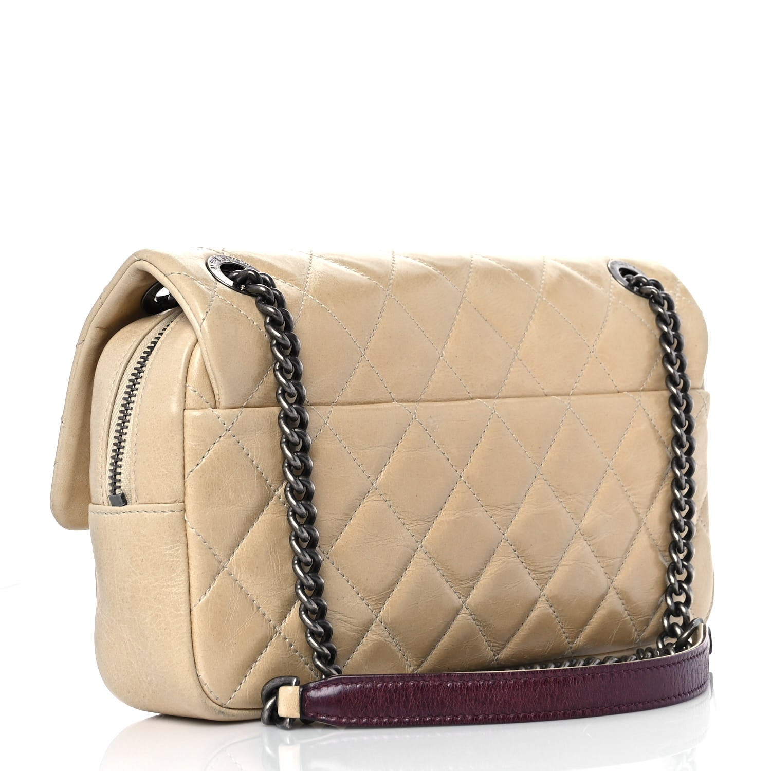 Chanel Glazed Calfskin Quilted Medium Duo Flap Beige 3 of 11