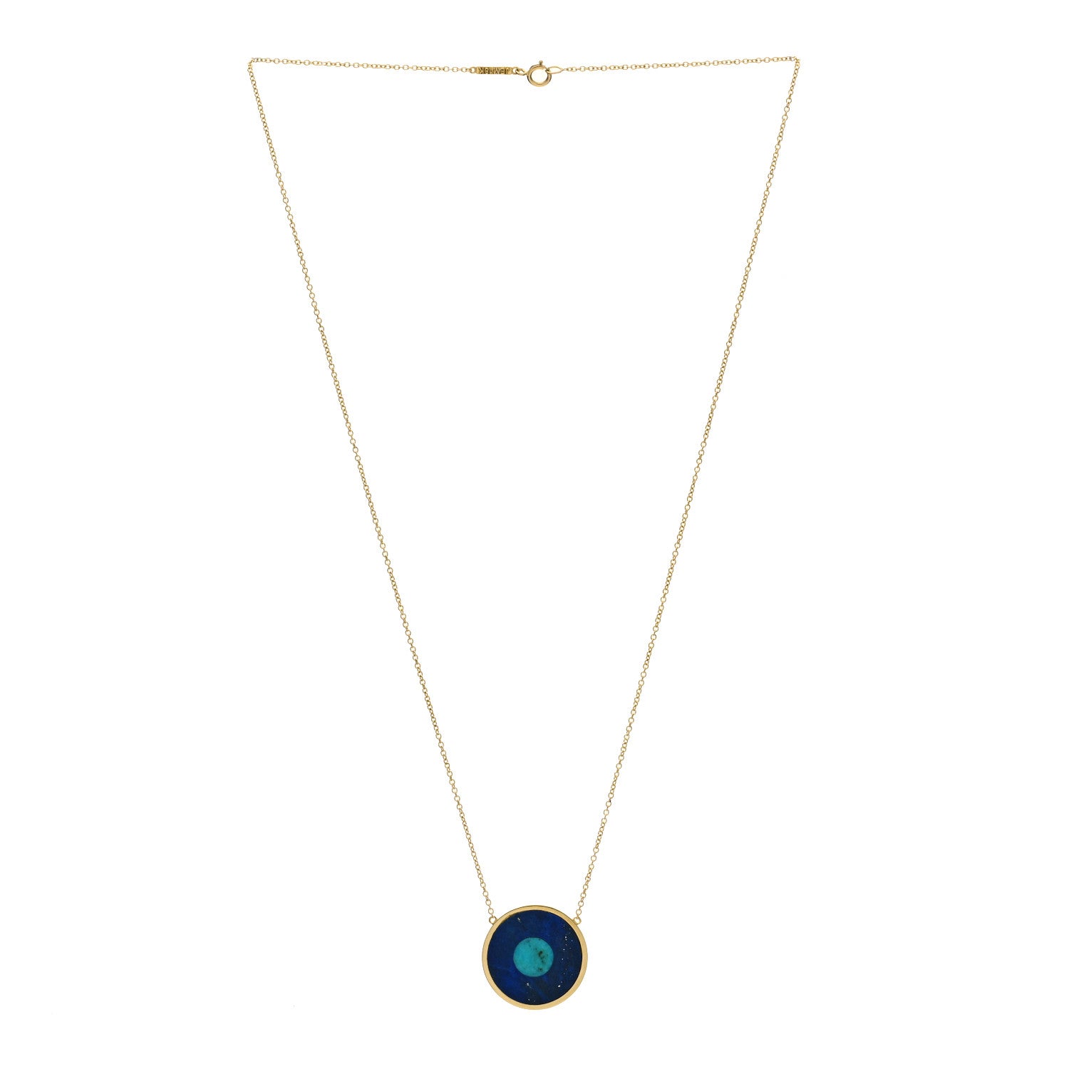 Jennifer Meyer 18K Yellow Gold Lapis Lazuli Turquoise Evil Eye Pendant Necklace 3 of 5