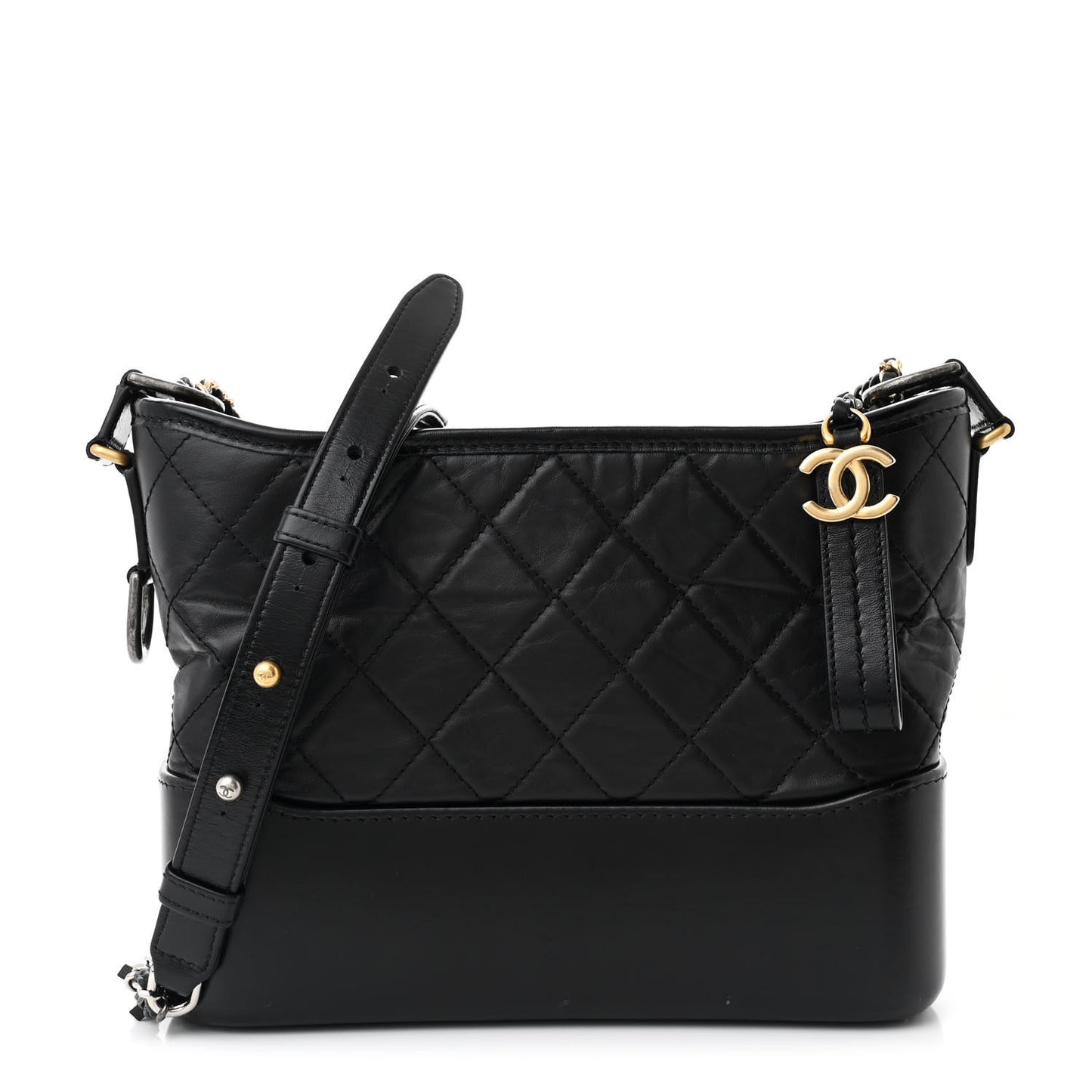Aged Calfskin Quilted New Medium Gabrielle Hobo Black