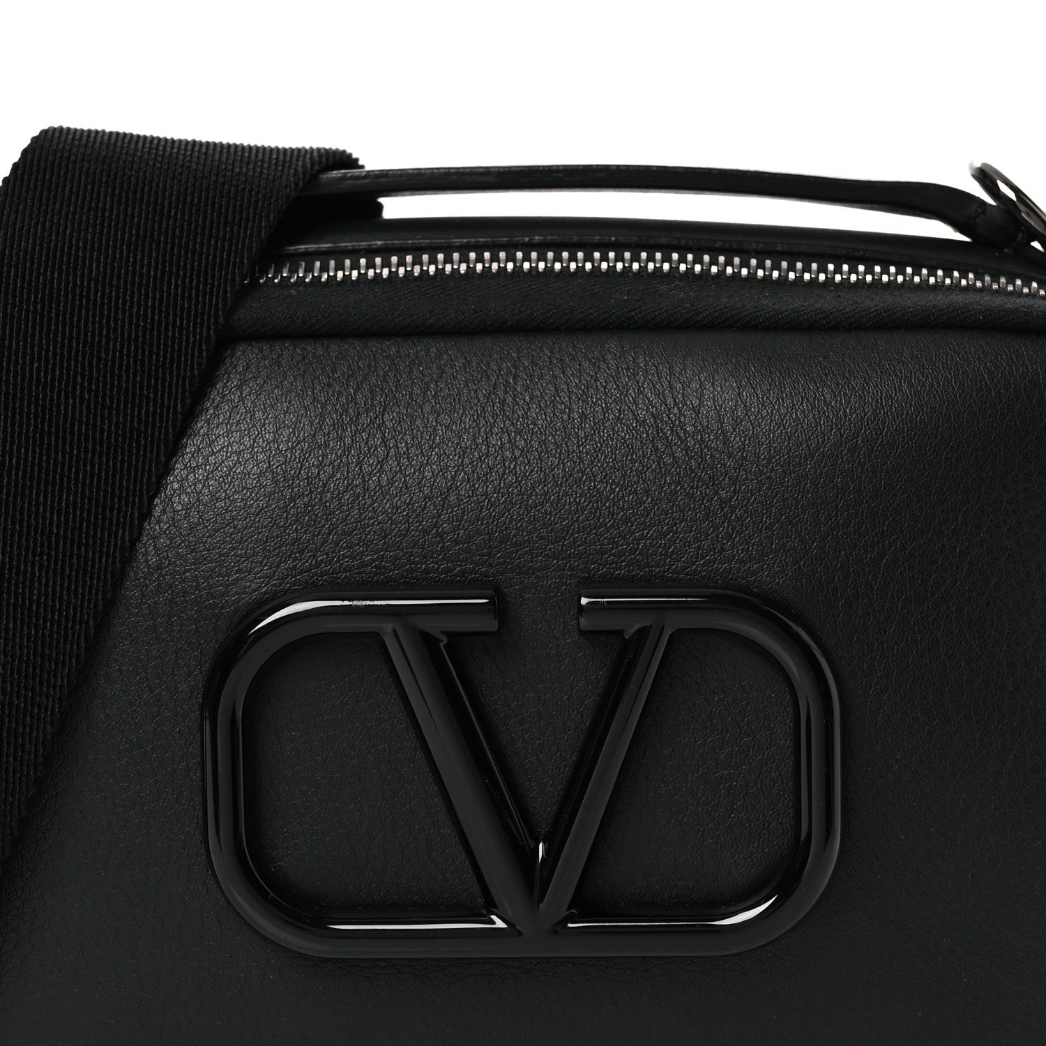 Valentino Garavani Calfskin Lacquered Vlogo Crossbody Bag Black 7 of 9