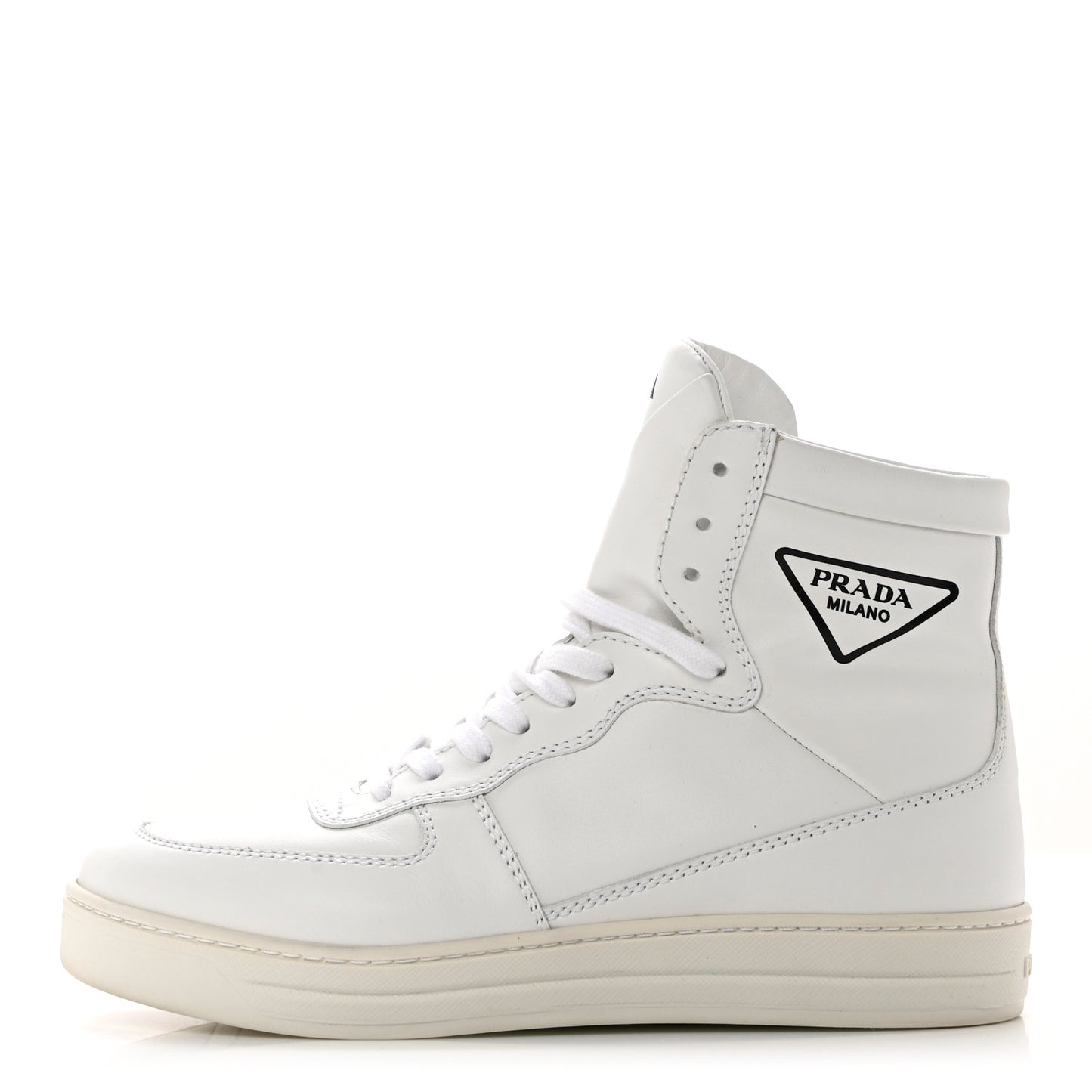 Vitello Soft Triangle Logo Womens High Top Sneakers 36 White