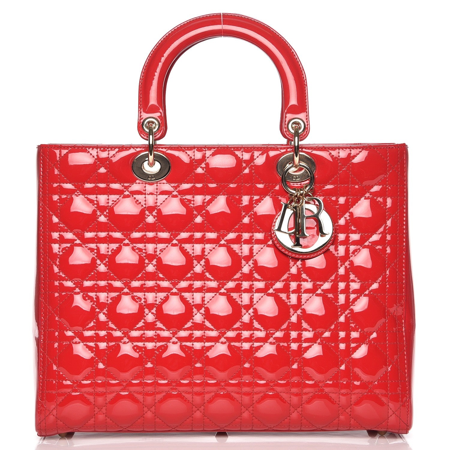 Christian Dior Patent Cannage Large Lady Dior Red 1 of 6
